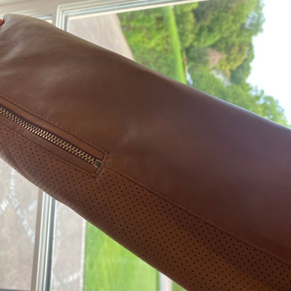 Cole Haan Leather Moto Zip Jacket - Picture 4 of 5